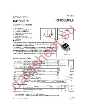 IRF830SPBF datasheet  